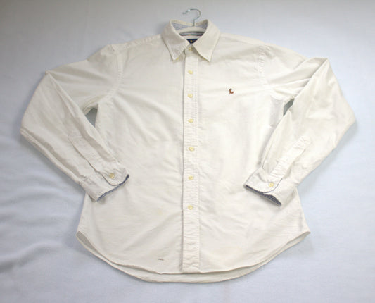 Ralph Lauren, White, Button down Smart Collar, Slim Fit size Medium, Used - Medium Condition