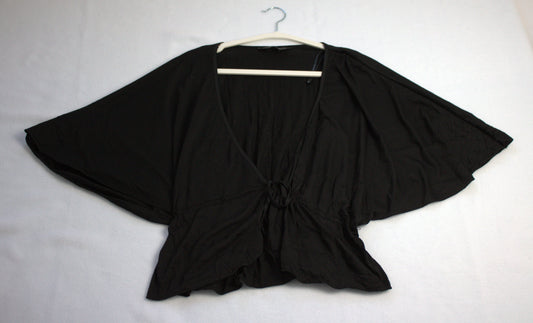 Dorothy Perkins, Black, Womens, Flutter/Angel Sleeve blouse, size 12, Used-Medium Condition