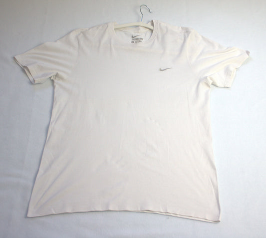 Nike, Crew Neck, White, Mens, Size Medium, T-Shirt, Used - Good Condition