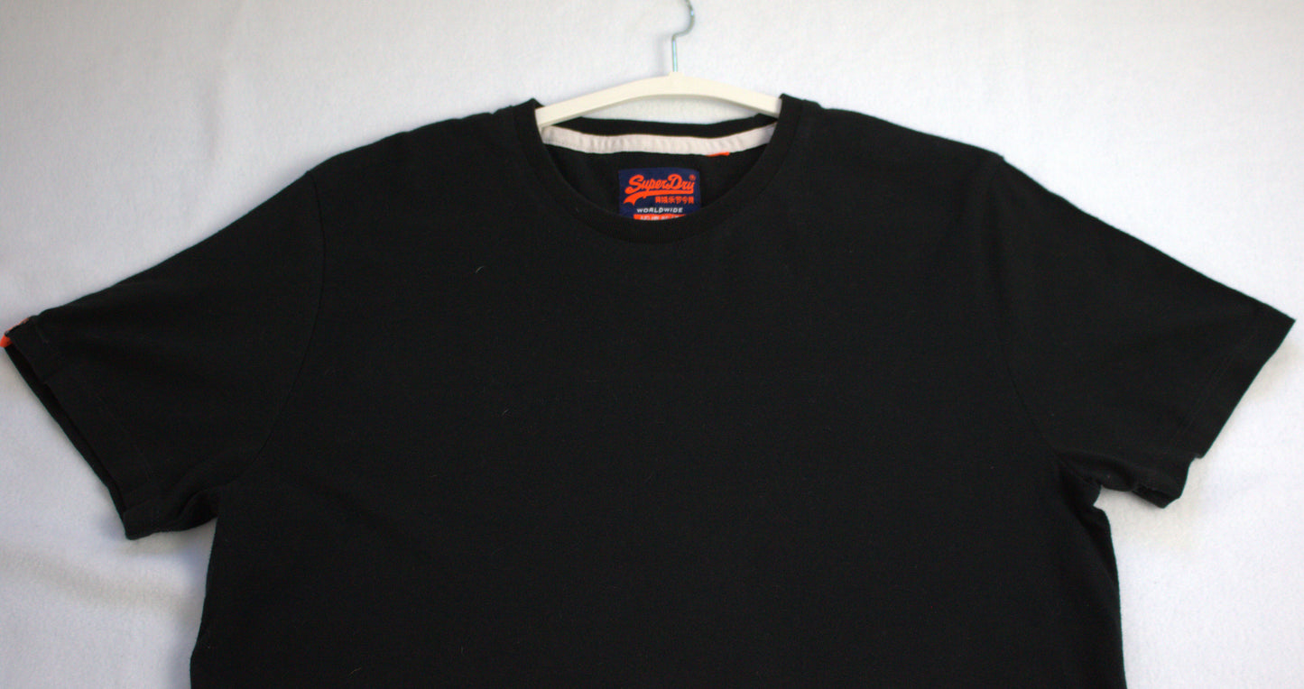 Superdry, Black, Crew Neck, Mens T-shirt, Size Small, Used-Very Good Condition